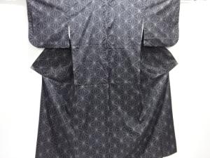 麻の葉模様織り出し手織り紬着物